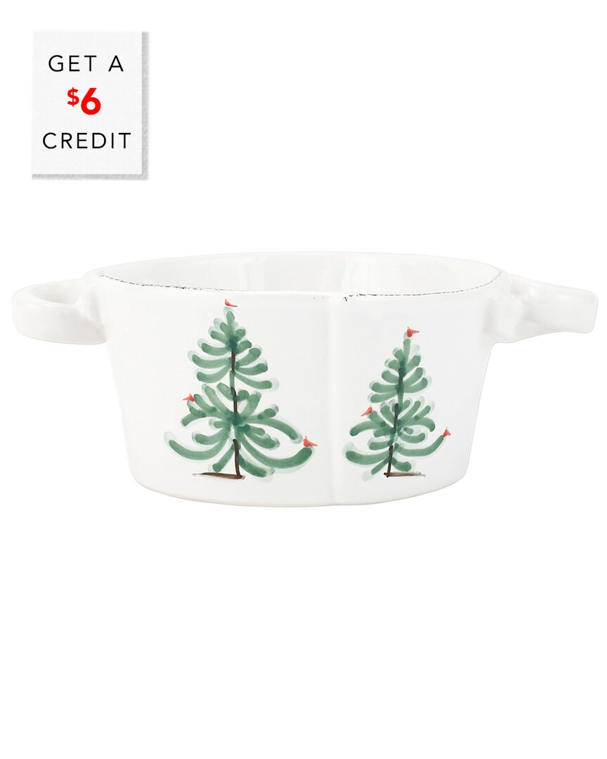 Vietri Lastra Holiday Small Handled Bowl In Multicolor