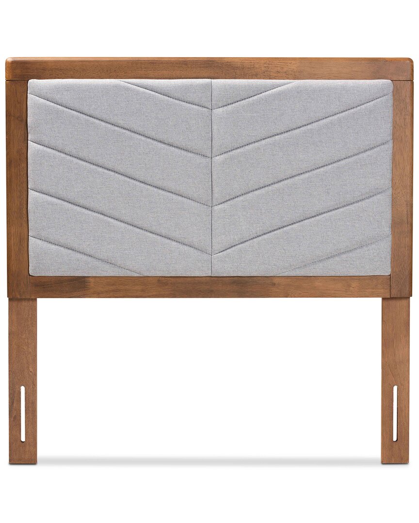 Design Studios Iden Modern & Contemporary Light Grey Fabric Upholstered & Walnut Brown Finished Wood In Grey