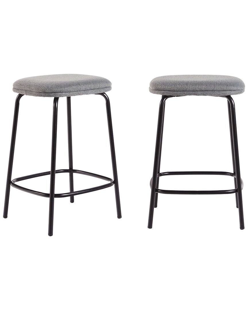 Walker Edison Set Of 2 Modern Simple Counter Stools With Upholstered Seat In Grey