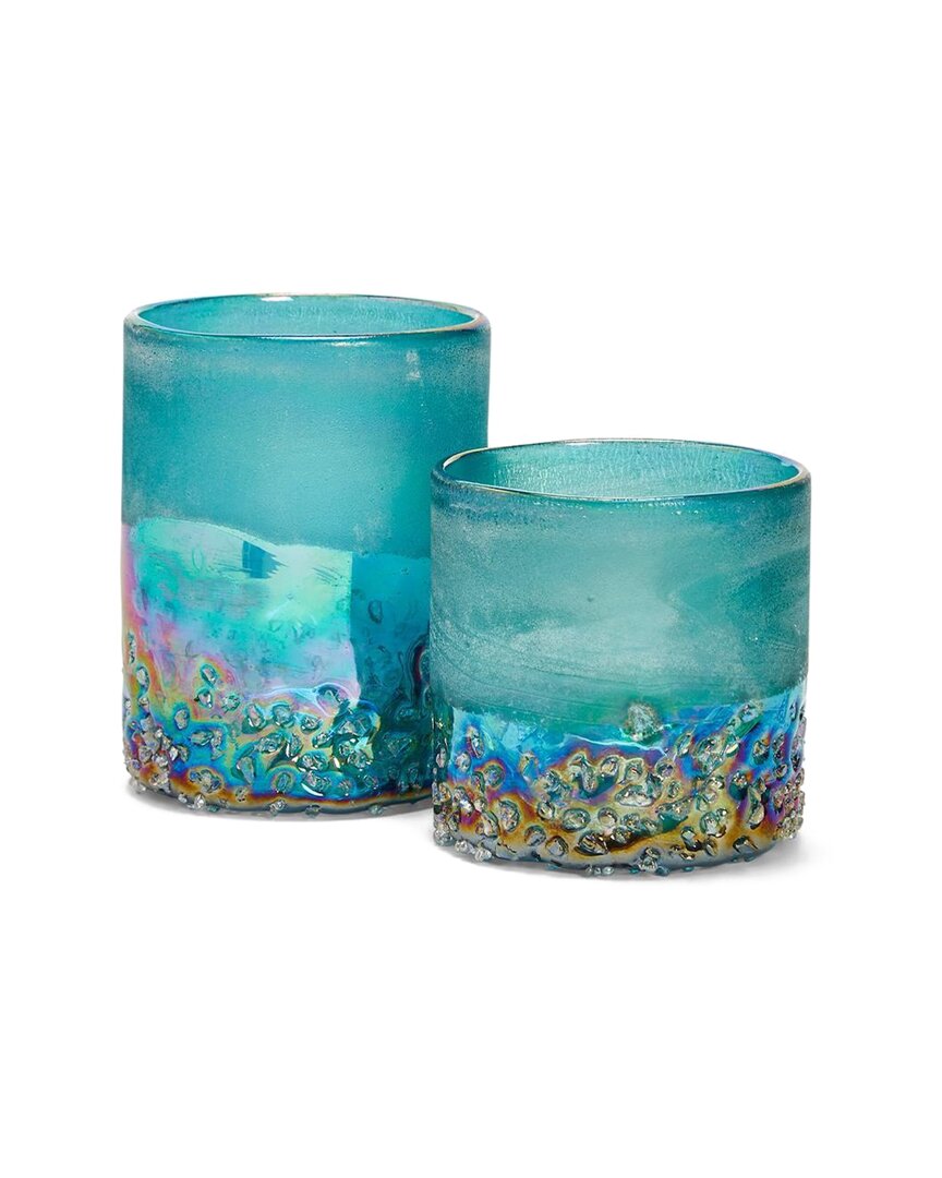 TWO'S COMPANY TWO'S COMPANY SET OF 2 FROSTED CANDLEHOLDERS
