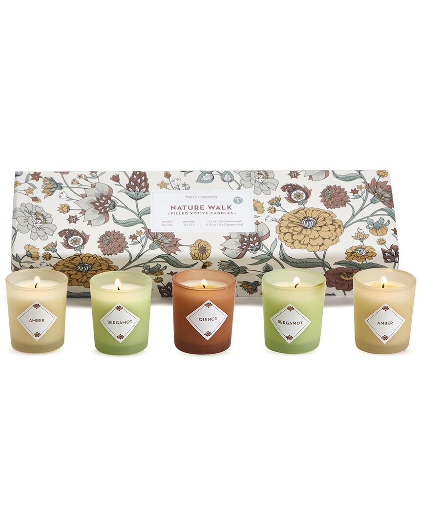 Two's Company Set Of 5 Nature Walk Scented Candles In Gift Box In Multicolor
