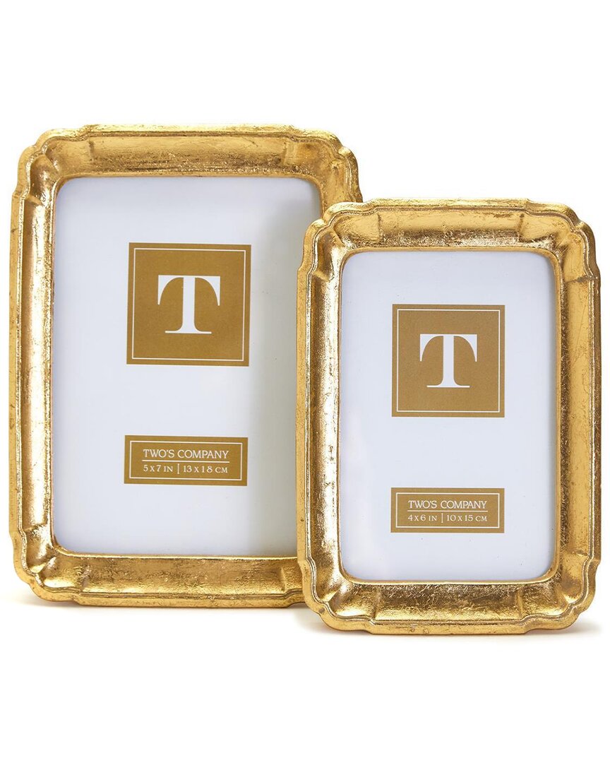 Two's Company Set Of 2 Decorative Photo Frames In Gold