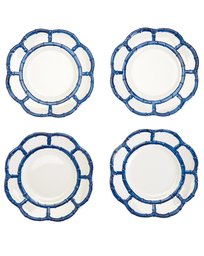 Two's Company Set Of 4 Bamboo Touch Salad/dessert Plates In Blue
