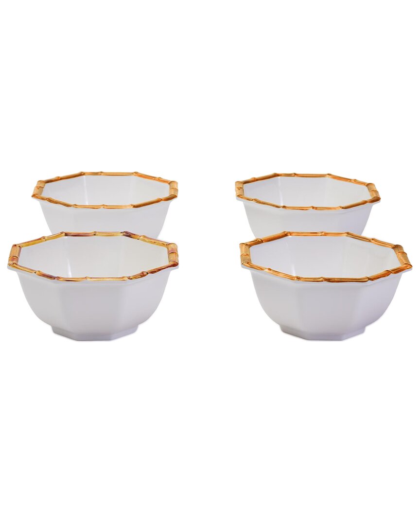 Two's Company Set Of 4 Bamboo Touch Octagonal Bowls In Beige