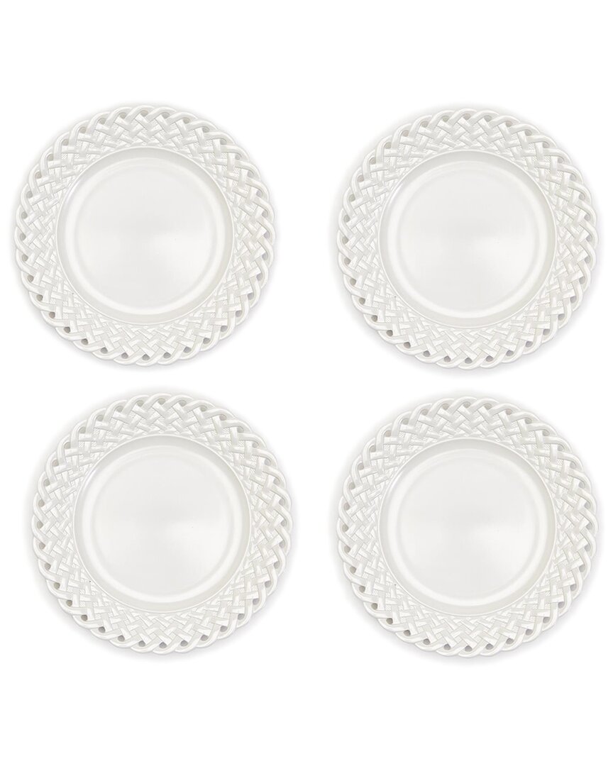 TWO'S COMPANY TWO'S COMPANY SET OF 4 LATTICE DINNER PLATES