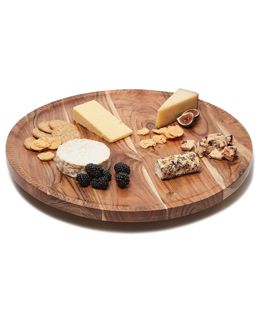 Two's Company Hand-etched Rotating Lazy Susan Charcuterie Board In Beige