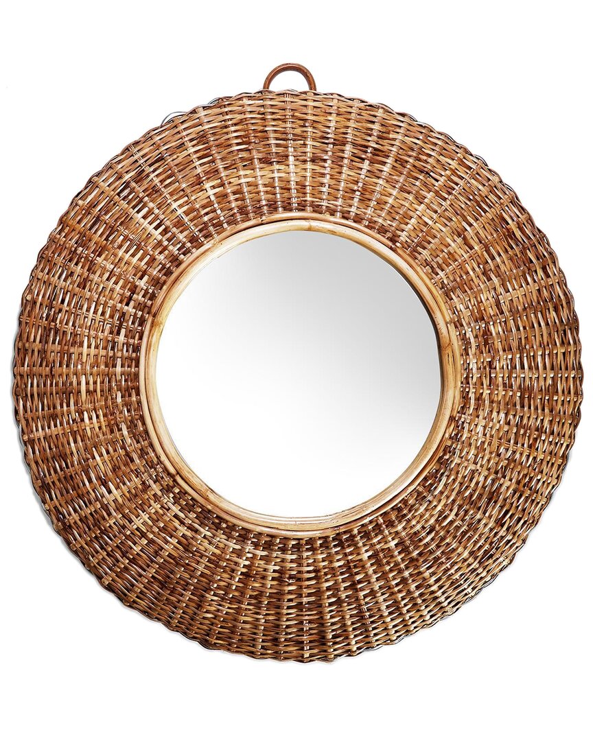 Two's Company Woven Cane Wall Mirror In Beige