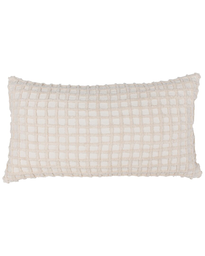 Classic Home Tufted Embroidery Ion Cotton Throw Pillow In White