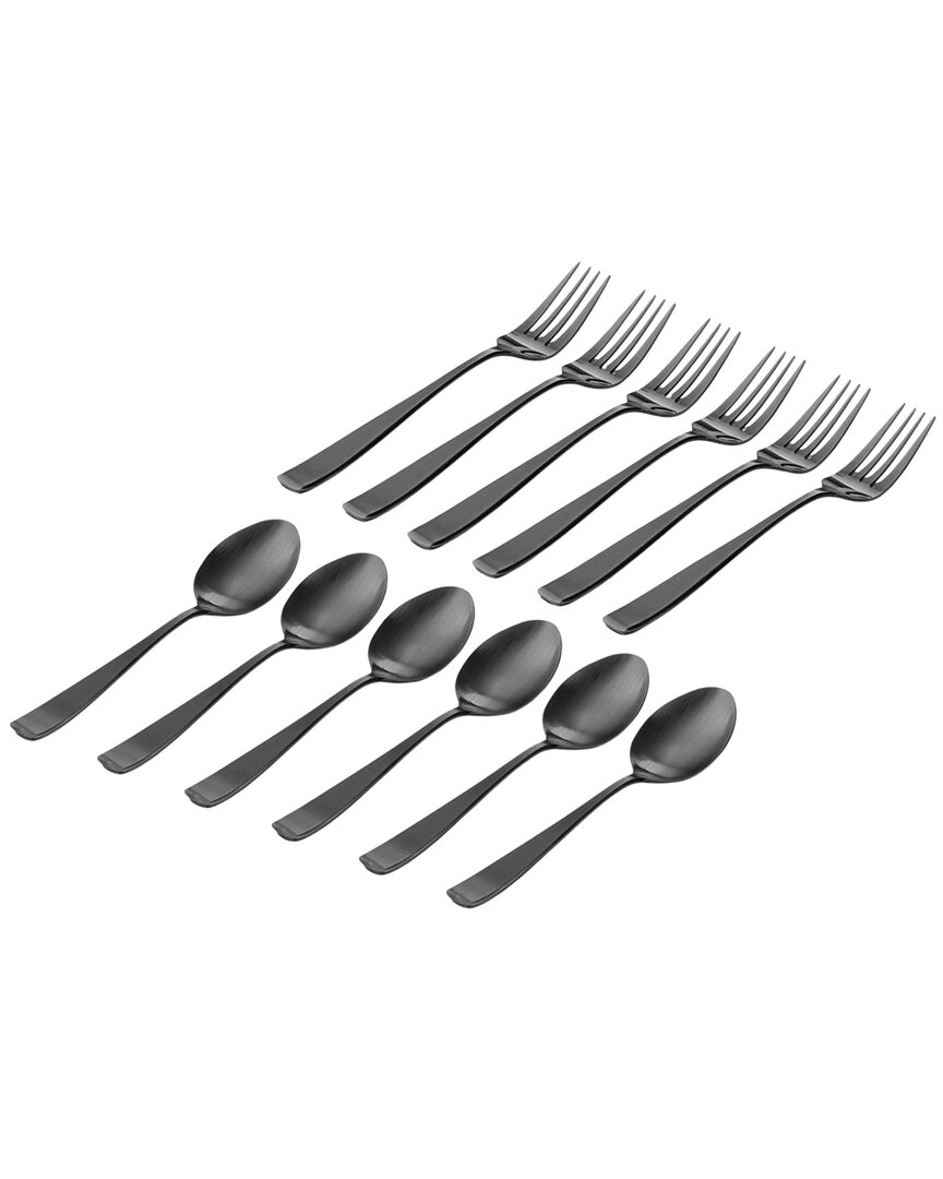 Godinger Chisel Matte Black 18/10 Stainless Steel 12pc Flatware Set