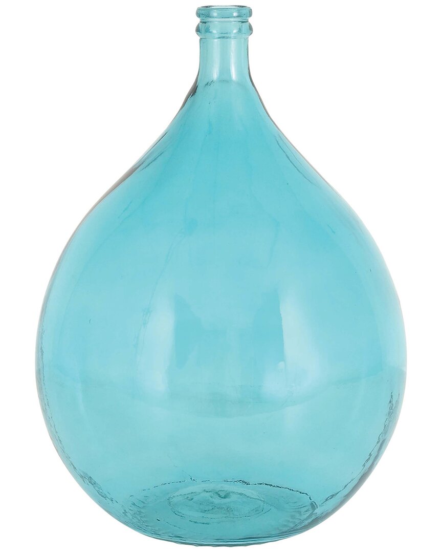 Peyton Lane Coastal Spanish Turquoise Glass Vase