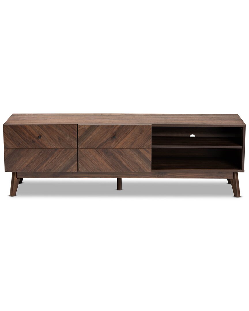 Design Studios Hartman Mid-century Modern Walnut Brown Finished Wood Tv Stand