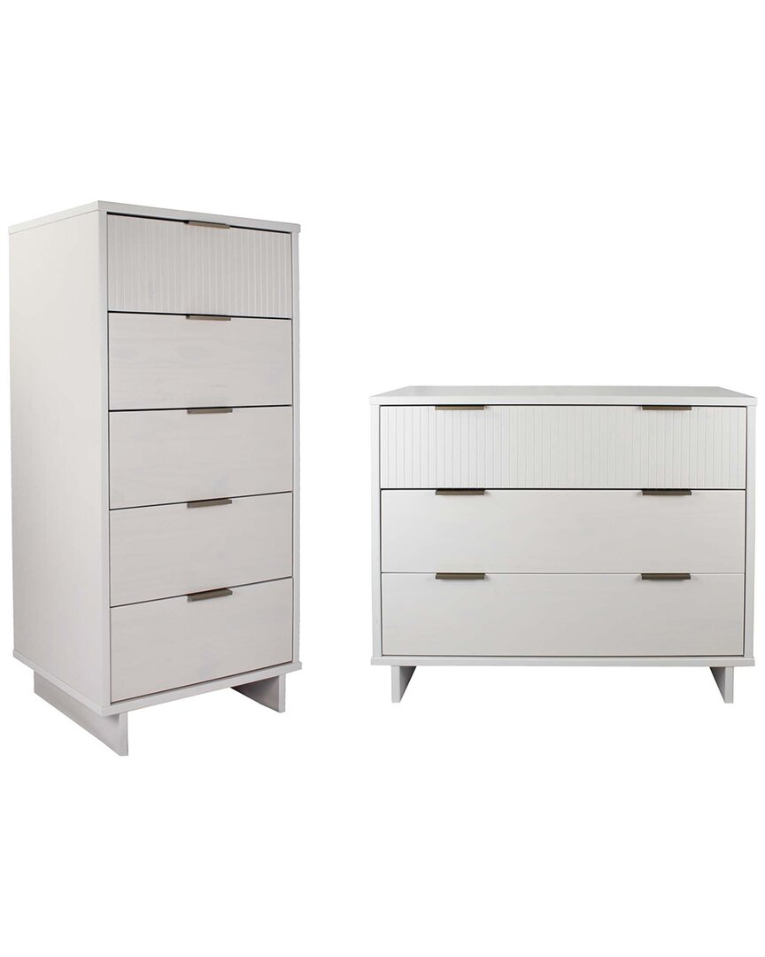 Manhattan Comfort 2-piece Granville Modern Solid W In White