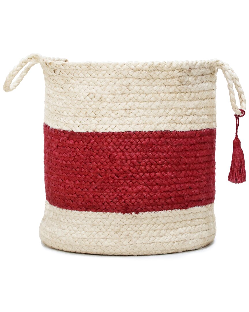 Shop Lr Home Annie Striped Jute Decorative Basket In Red