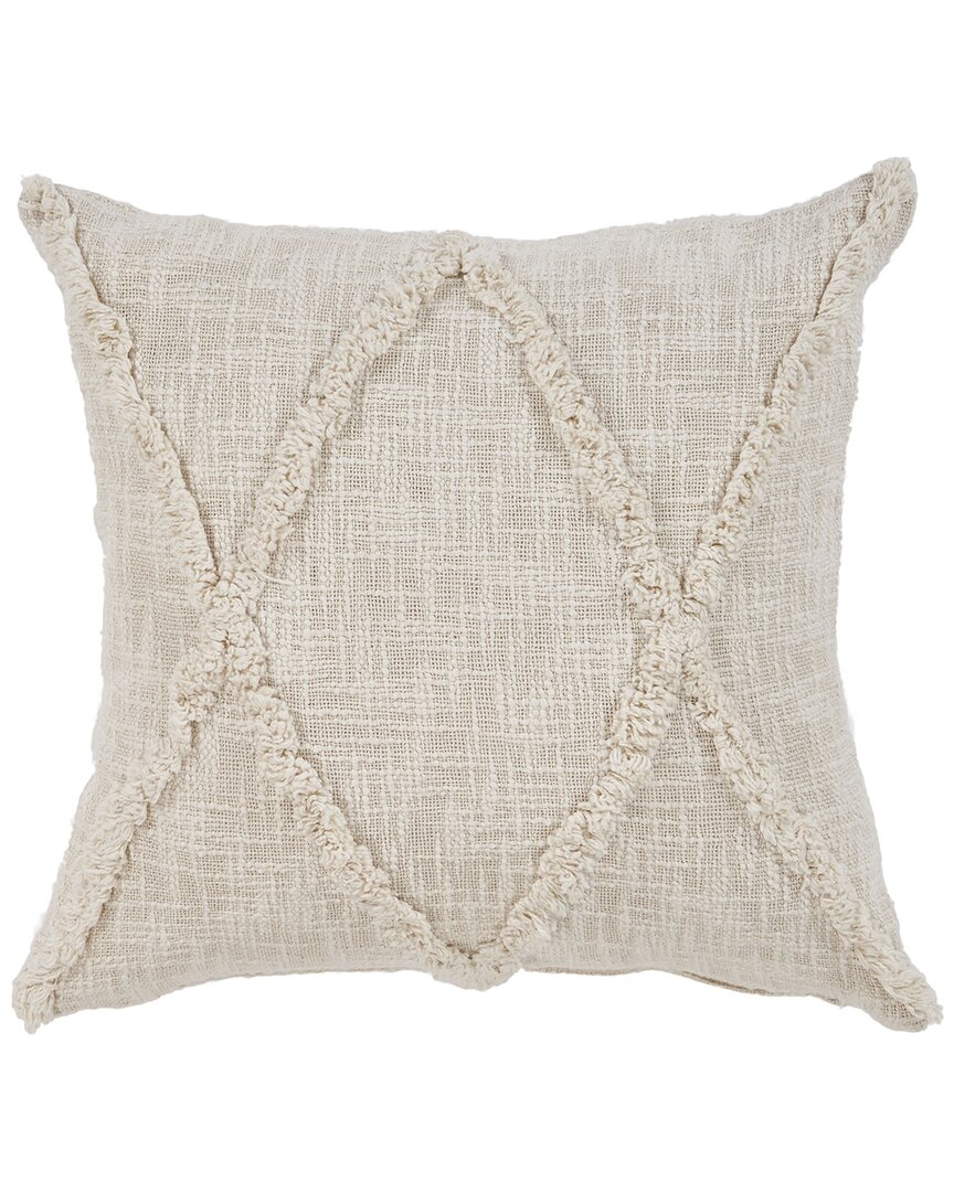 Lr Home Shena Solid Decorative Diamond Tufted Throw Pillow In White