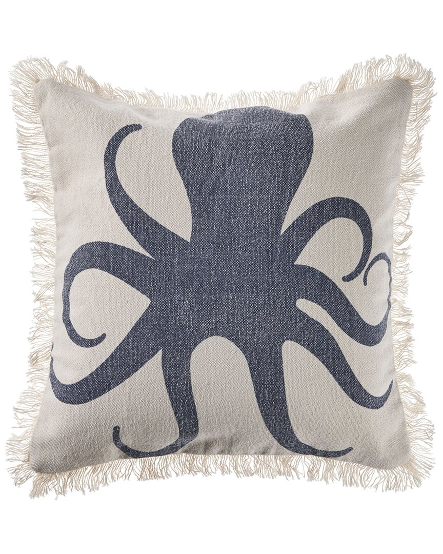 Lr Home Sindy Octopus Fringe Coastal Throw Pillow In Blue
