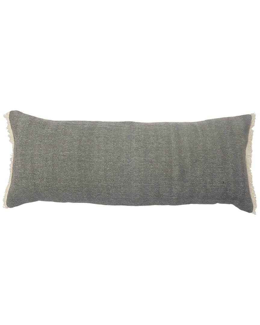 Lr Home Aarna Solid Fringed Throw Pillow In Grey