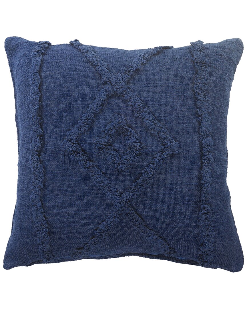 Lr Home Shena Solid Decorative Diamond Bordered Throw Pillow In Blue