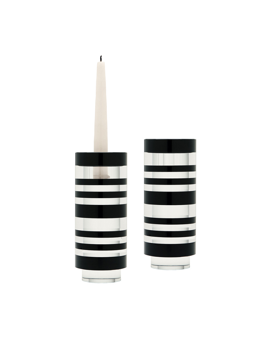 Artistic Home & Lighting Sliced Tuxedo Candleholder In Black
