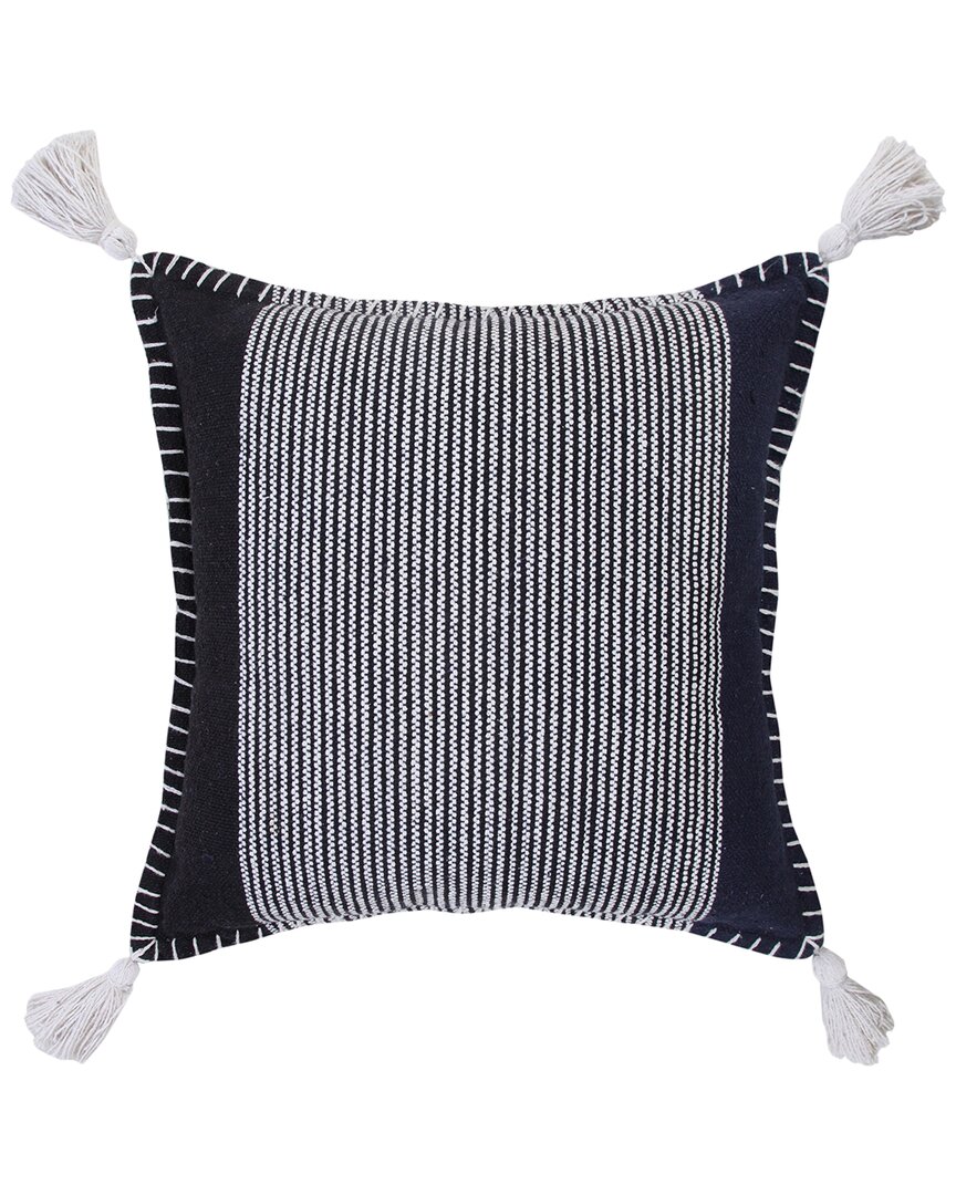 Lr Home Celeste Two Toned Simple Striped Whipstitch Throw Pillow In Blue