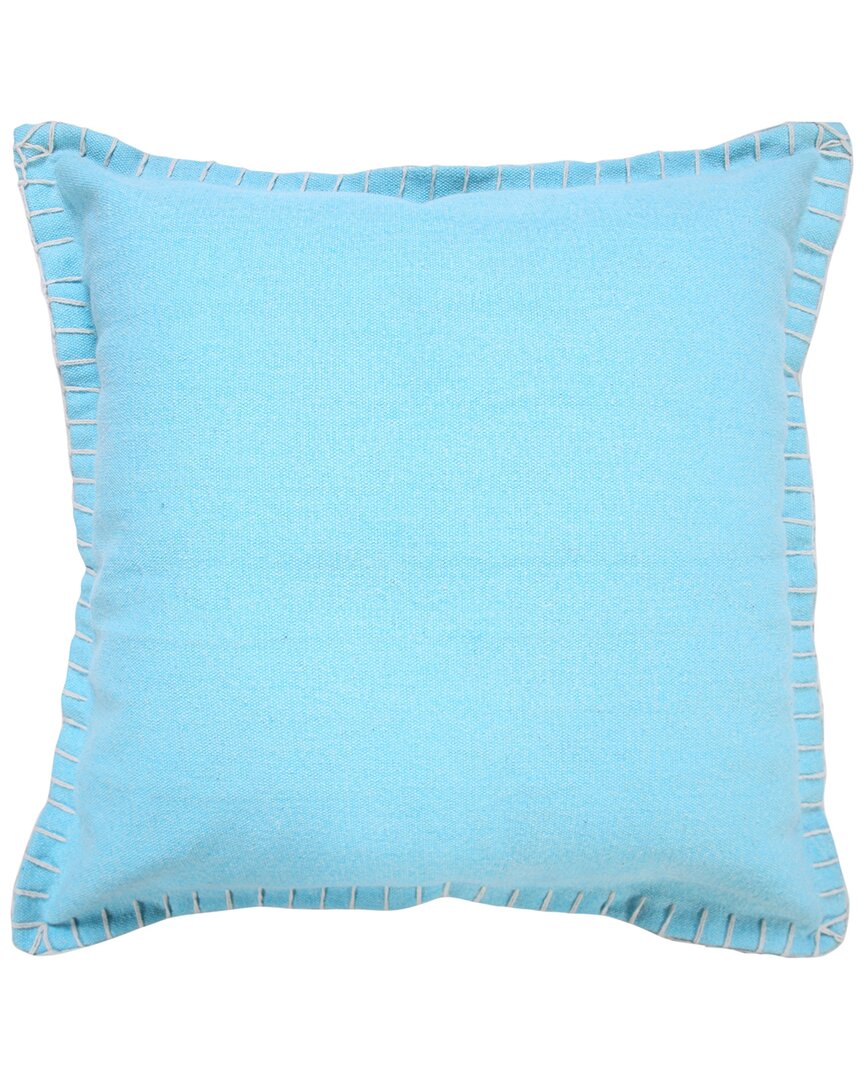 Lr Home Vivian Embroidered Edge Border Throw Pillow In Blue