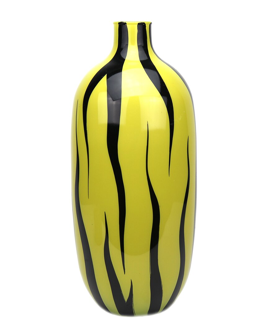 Murano Art Collection Murano 19.5in Zebra Vase In Black