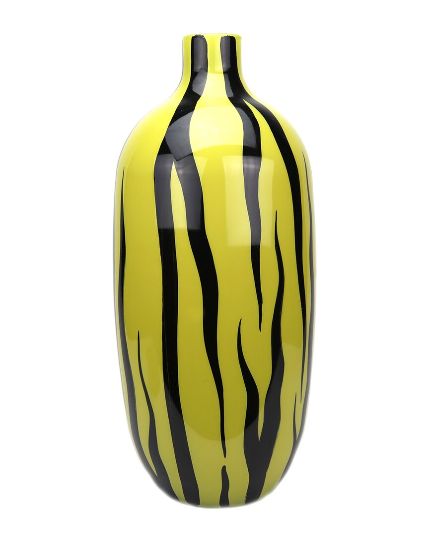 Murano Art Collection Murano 19.5in Zebra Vase In Black