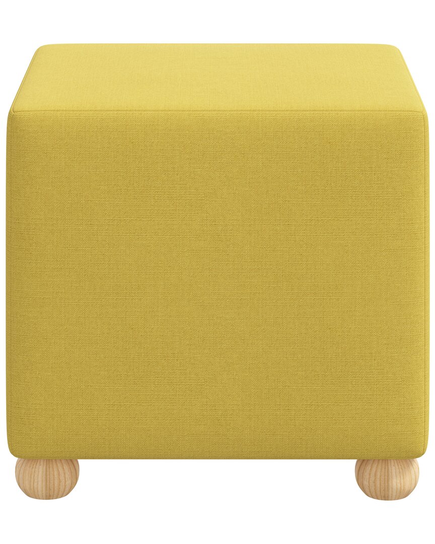 Skyline Furniture Upholstered Ottoman Linen In Yellow