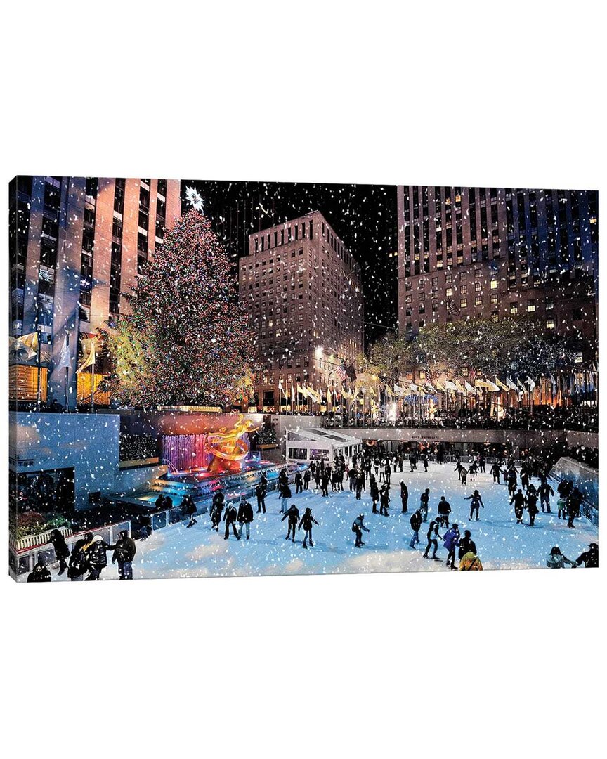 Icanvas Christmas Tree Rockefeller Center,iceskating Rink New York City Wall Art