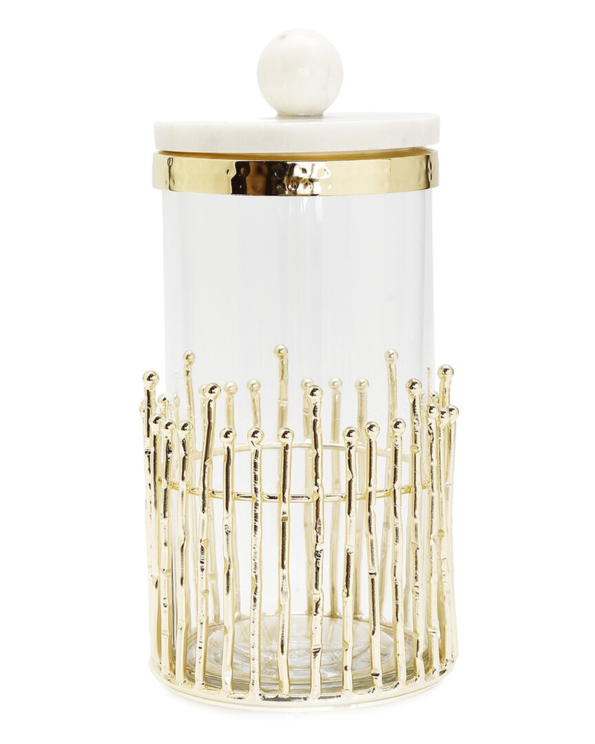 Alice Pazkus Canister With Marble Lid In Gold