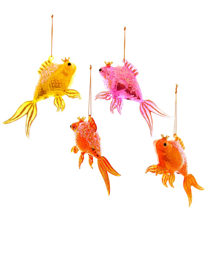 Cody Foster & Co. Fanciful Goldfish 4 Assorted Ornaments In Multicolor