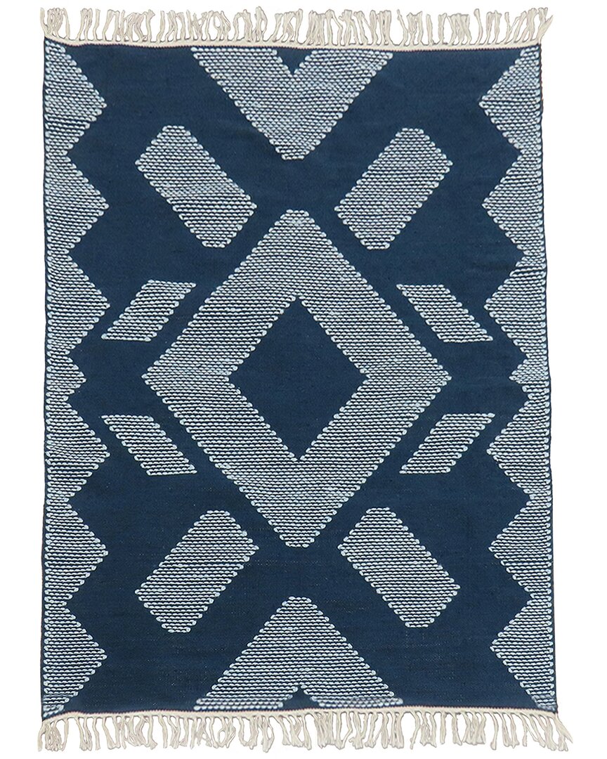 National Tree Company Hand Woven Outdoor Rug In Blue
