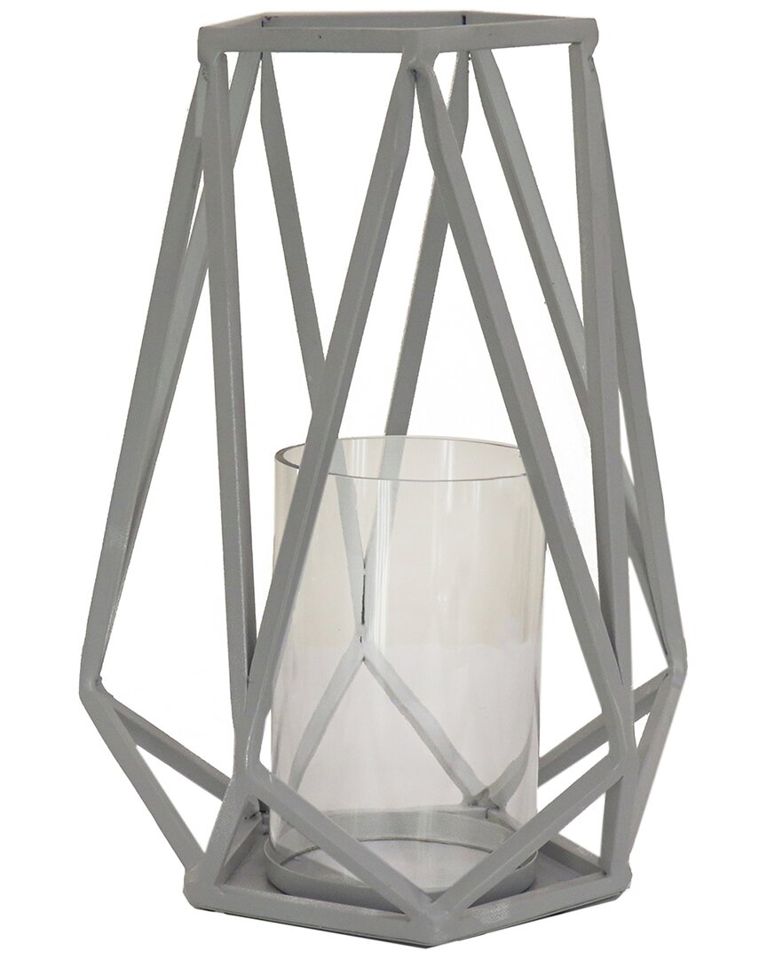 National Tree Company 10in Candle Lantern With Glass Chimney In Gray