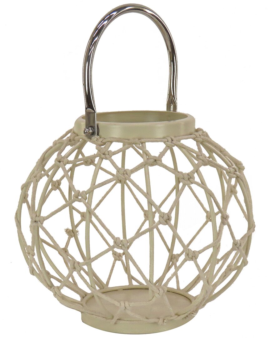 Shop National Tree Company 9in Round Rope Weave Candle Lantern In Beige