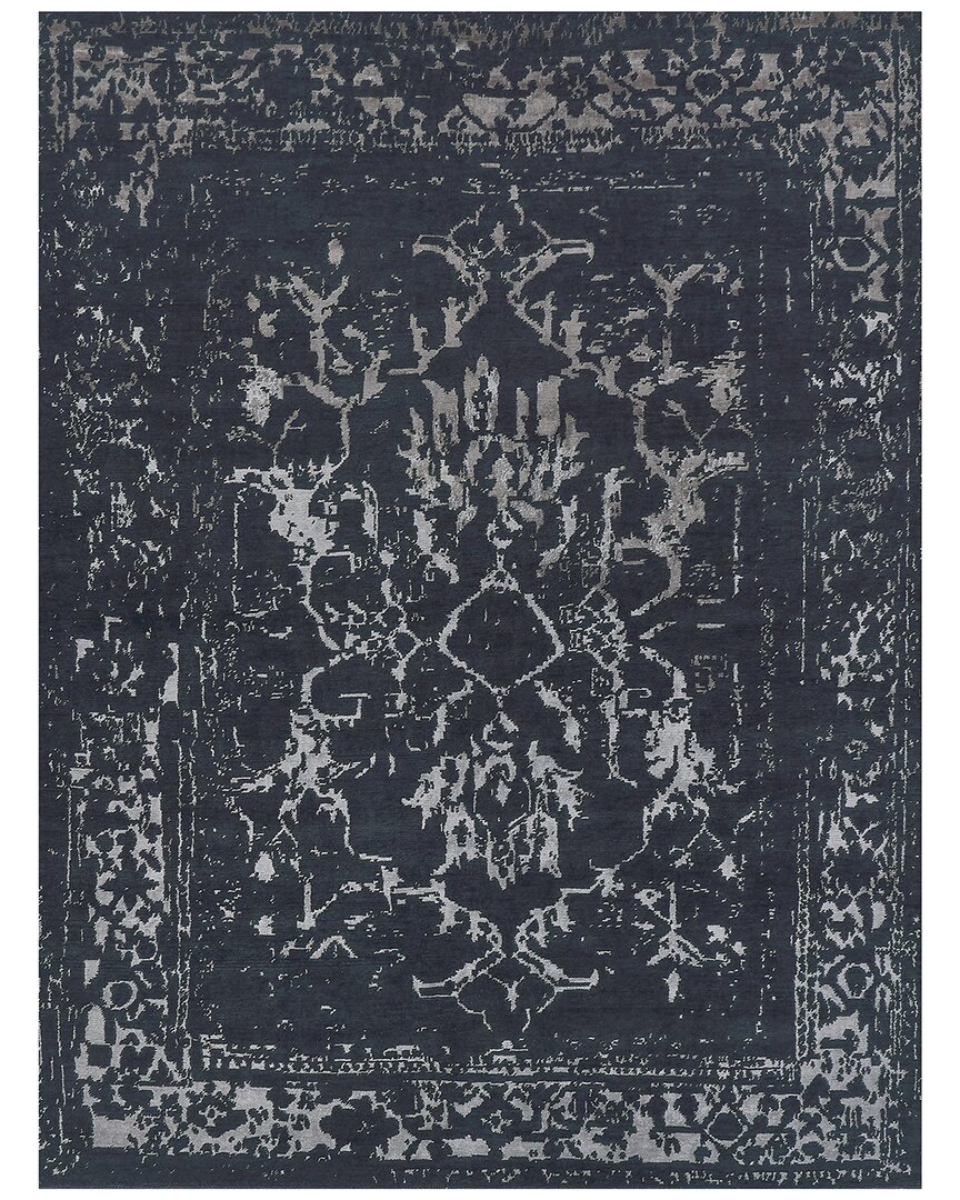 Exquisite Rugs Terras Hand-knotted New Zealand Wool & Silk-blend Rug In Navy