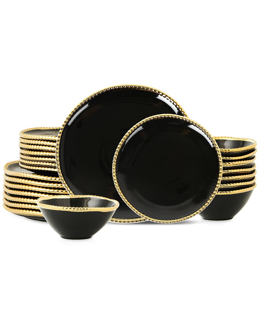 Christian Siriano Akoya 24pc Dinnerware Set In Black