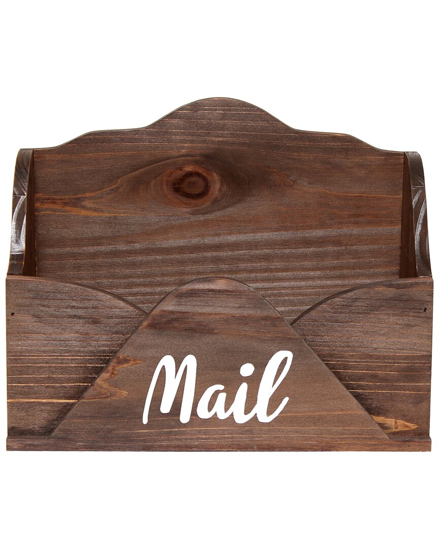 Lalia Home Homewood Farmhouse Wooden Decorative Envelope Shaped Desktop Letter Holder In Brown