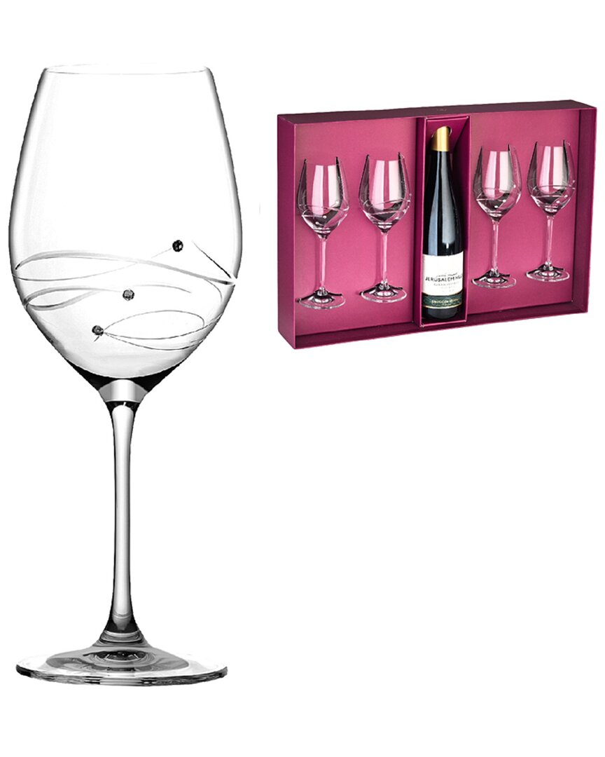 Barski European Handmade Crystalline Swarovski White Wine Glasses Set Of 4  In Clear