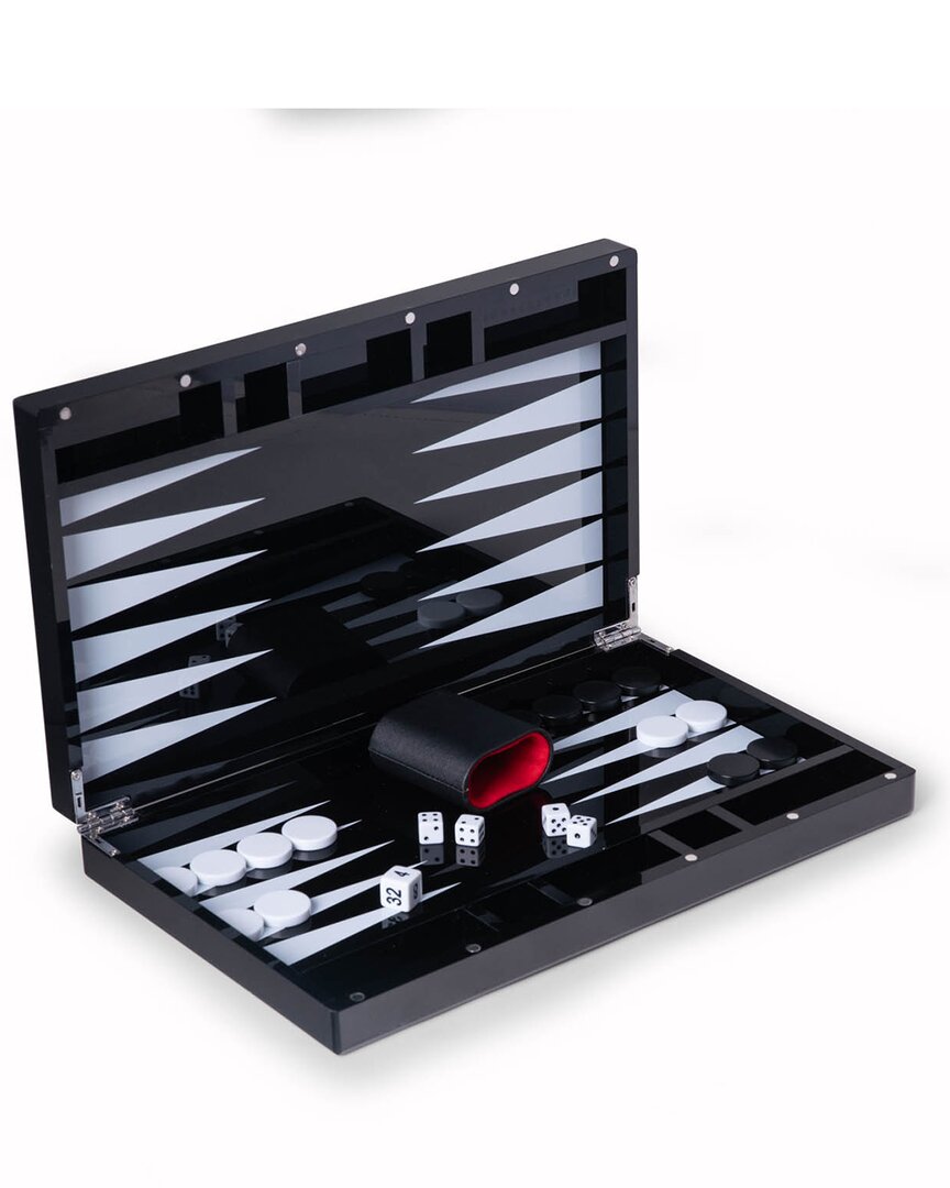 Bey-berk 14in Acrylic Backgammon Set In Black