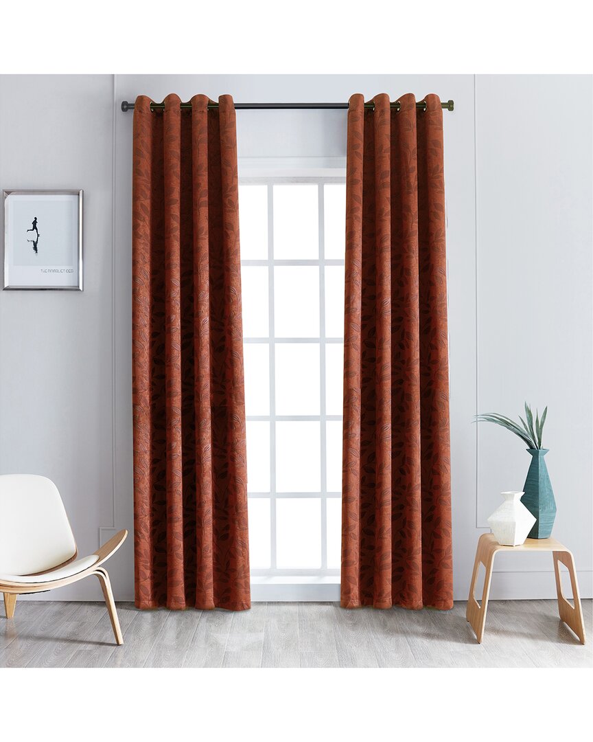 Superior Leaves Blackout Panel Curtains (set Of 2) In Brown