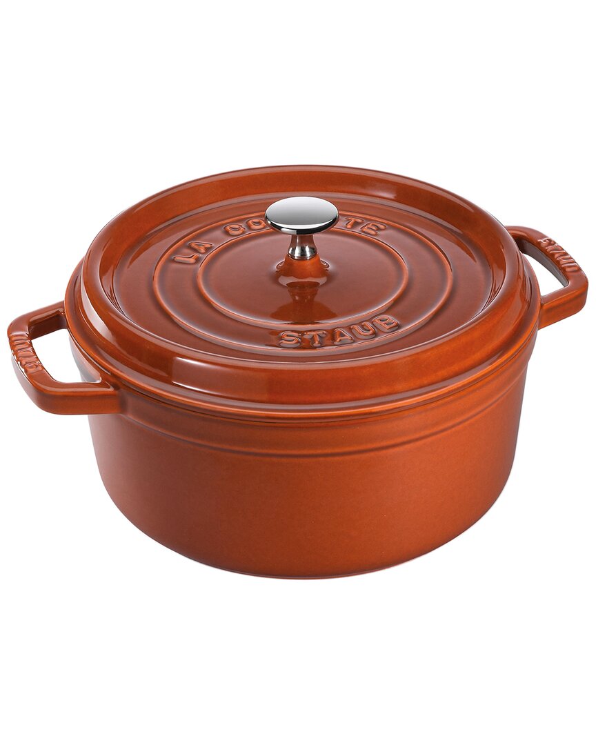 Staub Cast Iron 7 Quart Round Cocotte In Burnt Orange