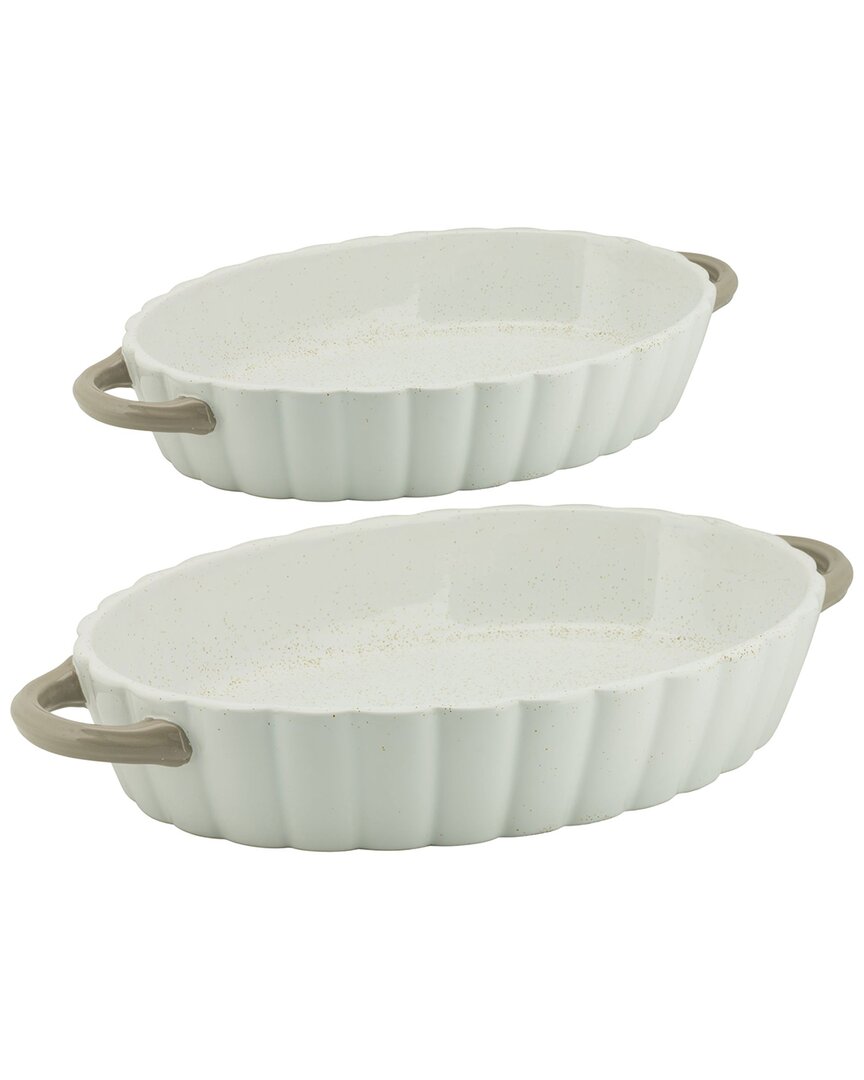 10 Strawberry Street Set Of 2 Pumpkin Patch Stoneware Bakers In White