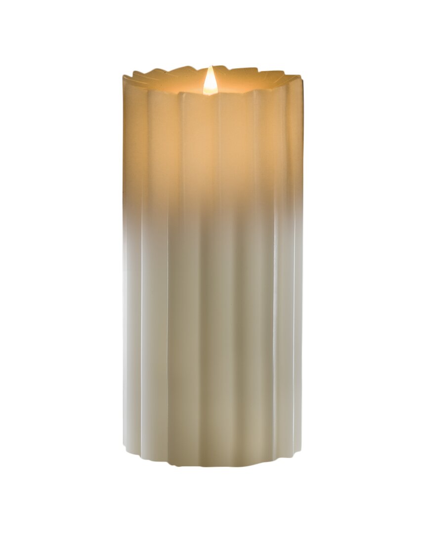 Seasonal Decor Sutton Fluted Motion Flameless Candle 5x7 In Ivory