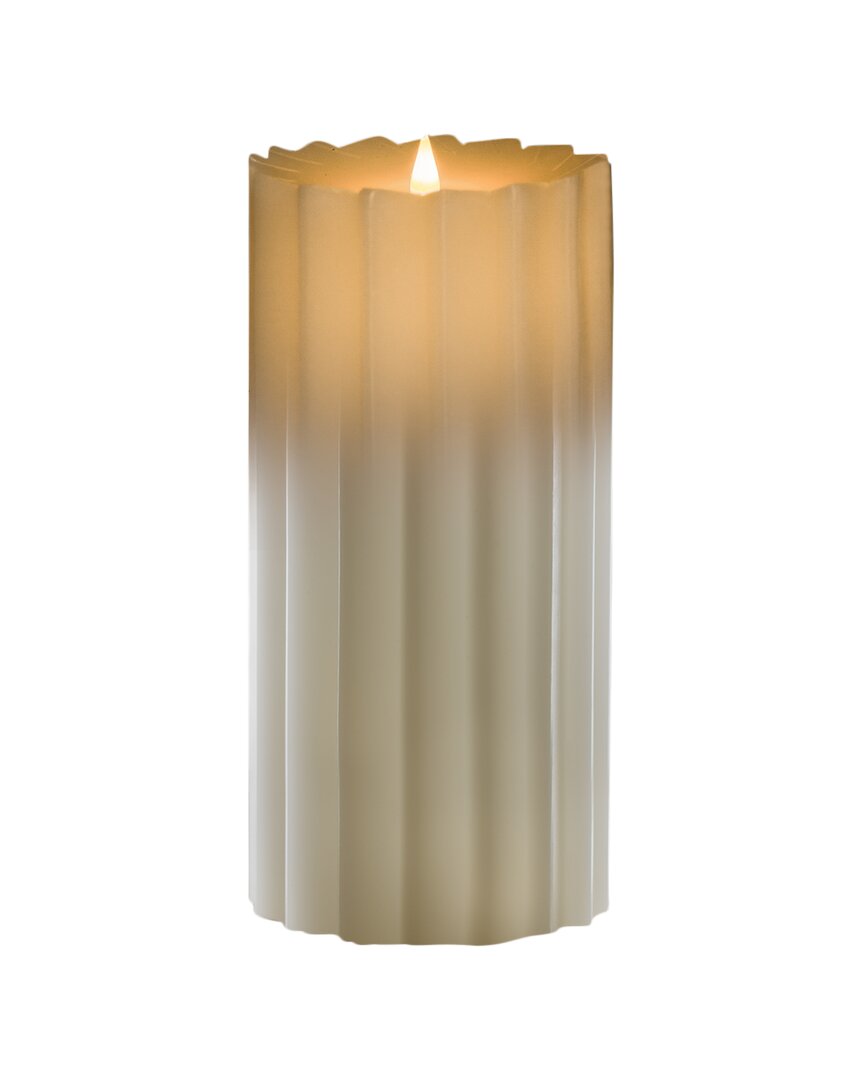 Seasonal Decor Sutton Fluted Motion Flameless Candle 5x7 In Ivory