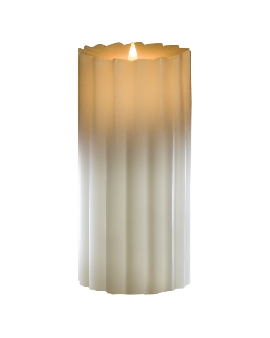 Seasonal Decor Sutton Fluted Motion Flameless Candle 5x7 In White