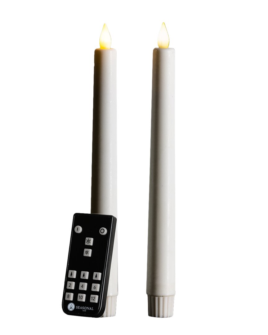 Seasonal Decor Sutton Fluted Motion Flameless Taper Candle 1x9.75 In White