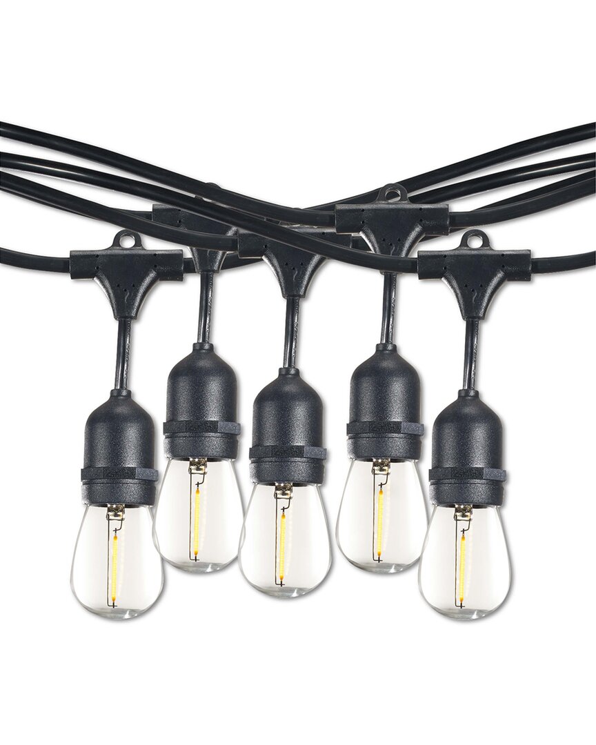 Bulbrite 30ft String Light Kit With Clear Shatter Resistant Vintage Style S14 Led Light Bulbs, 2pk In Black