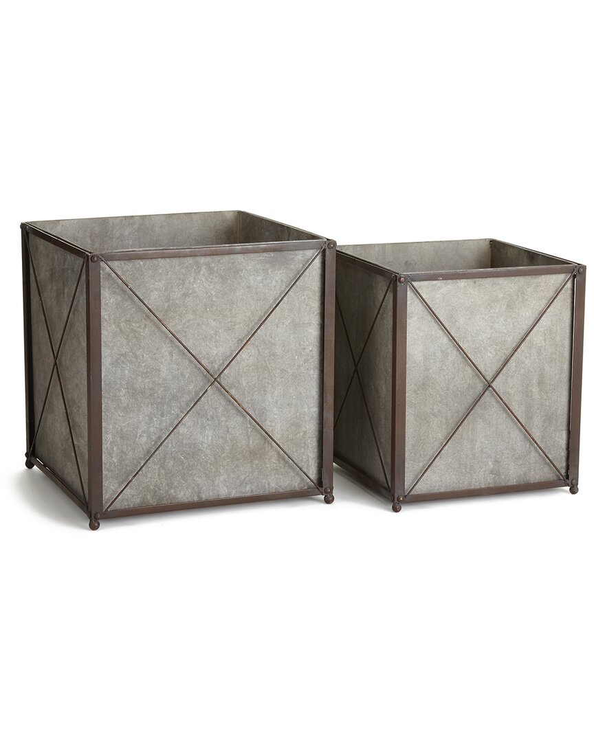 Napa Home & Garden Set Of 2 Cedar Ridge Cachepots In Silver