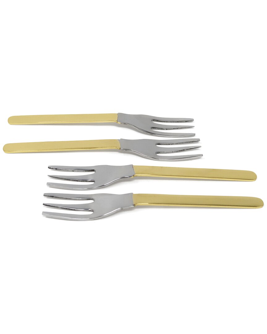 Vivience Set Of 4 Dessert Spoons/forks In Gold