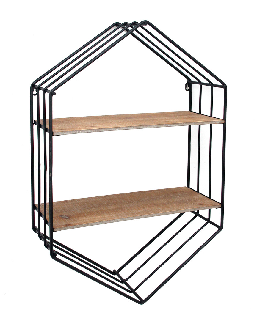 Sagebrook Home Metal Wood Hexagon Shelf In Brown