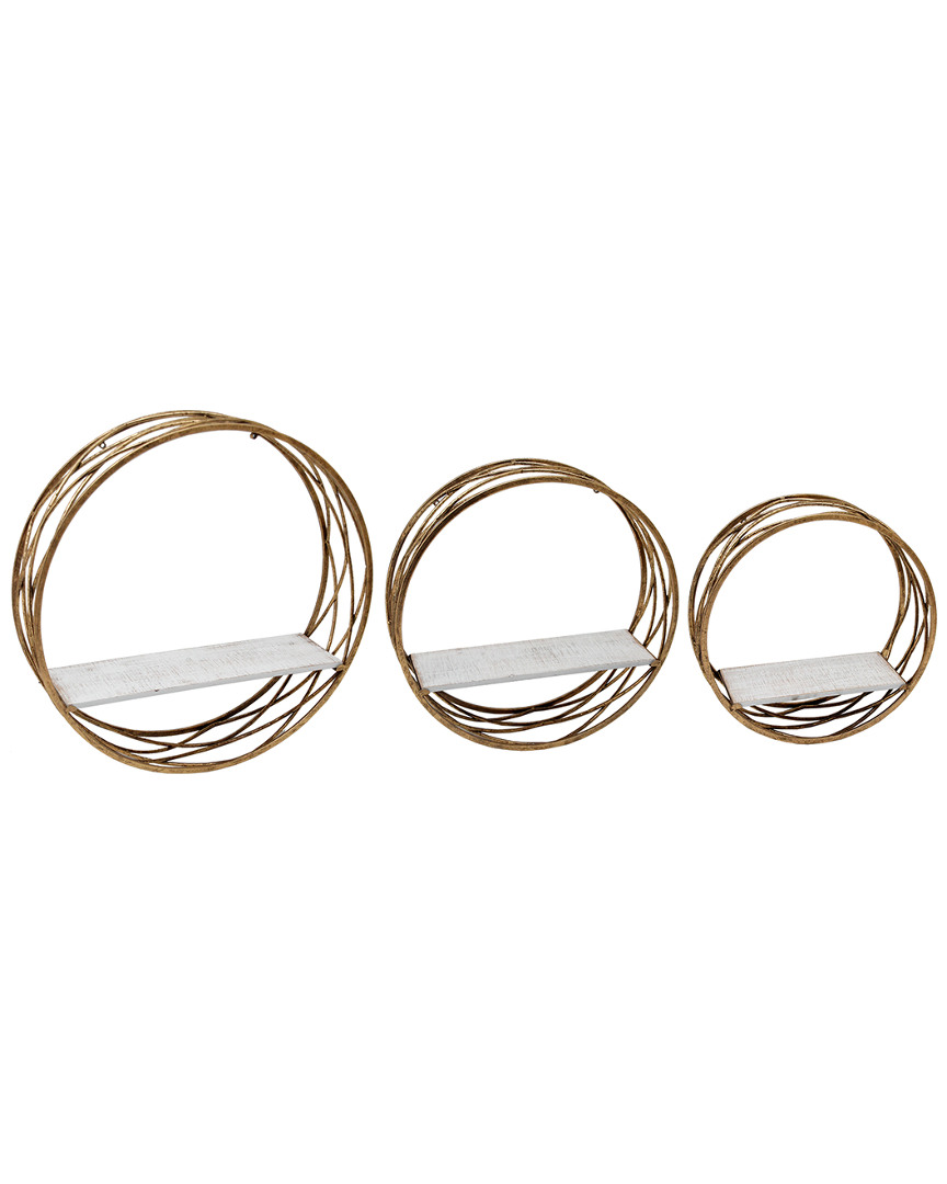 Sagebrook Home Metal Round Wall Shelves In White